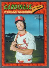 2026 Topps Heritage Thomas Saggese Color of the Year Orange #/77 Cardinals SP