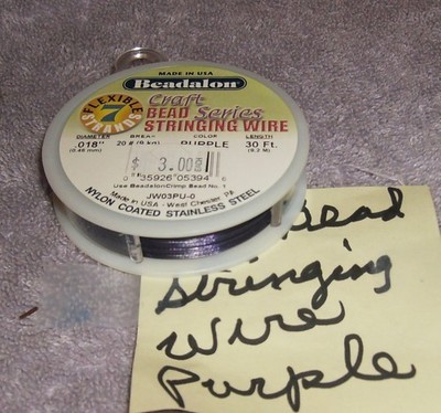 PURPLE BEAD STRINGING WIRE 30 FT MADE IN USA! CRAFTS NEW