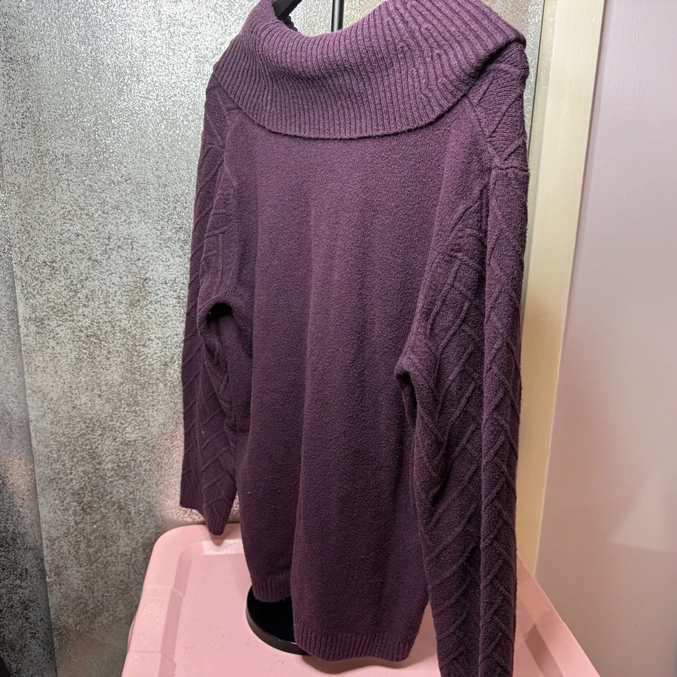 Calvin Klein Cowl Neck Sweater Womens Size XL Purple Long Sleeve - Image 3 of 4
