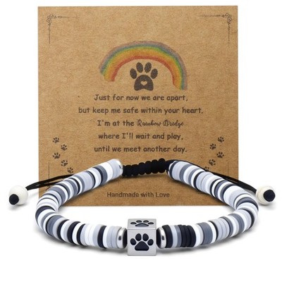 Dog Memorial Bracelet   Adjustable Pet Keepsake with Paw & Heart Charm, Sympa...