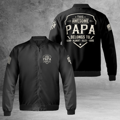 This Awesome Papa Belongs To Jacket Personalized Dad & Papa Gift | Bomber Jacket