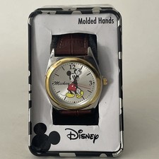 Mens Mickey Mouse Watch With Brown Strap Quartz Analog Disney MCK623 NEW