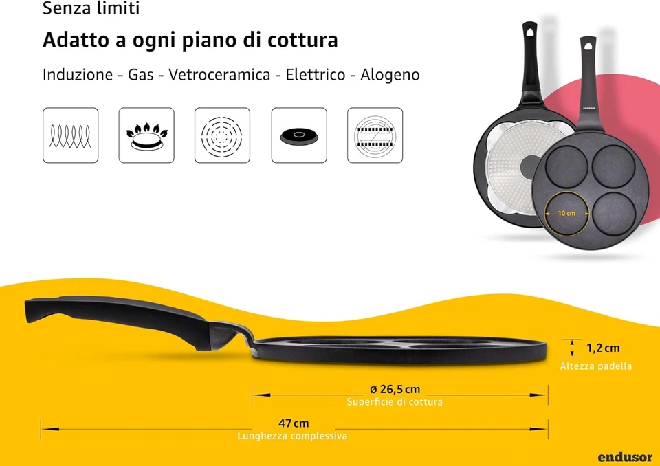 Padella Pancake a Induzione - Ø26Cm Padella per Pancake Antiaderente| per Fornel - Immagine 2 di 4