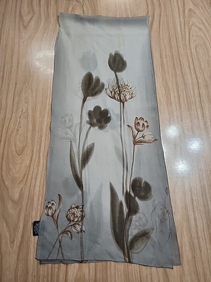 Cejon Accessories Inc. Scarf, 100% Silk, Grey Floral,  58x12