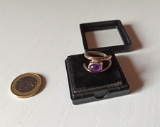 !!! Echter Amethyst Ring Edelstein Eingelassen Oval Violett Schmuck TOP Rare !!!
