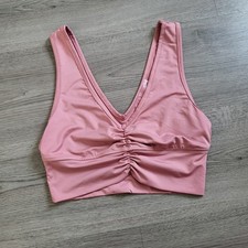 Free People Movement Pink Ruched V-Neck Crop ...