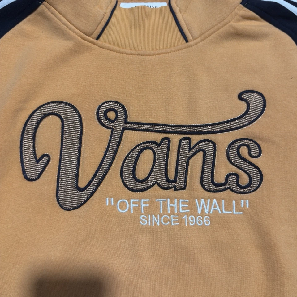 Vans Sudadera con Capucha Suéter Para Mujer Mediana Naranja Negra Sudadera Bolsillos Damas Patín Foto 3 de 4