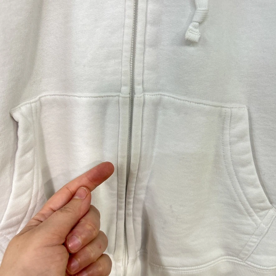 Tommy Hilfiger 白色全拉链连帽衫 XL 刺绣标志 90 年代 Y2K 街头服饰 — 第 3/4 张图片
