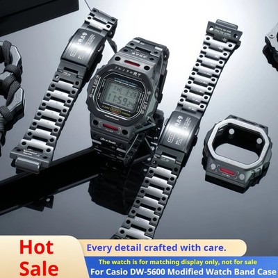 For Casio DW5600E GW-B5600 Watch Mod Kit Modified DW-5600 Steel Watch Case Strap