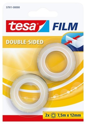 tesa UK Film Double-Sided Tape 7.5mx12mm, Transparent 2 wheels