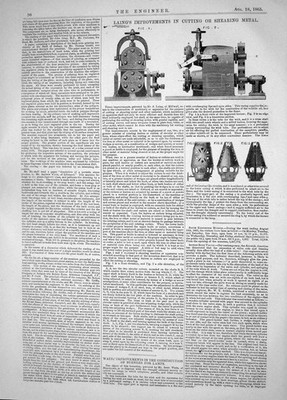 Alte 1865 Laing Verbesserungen Schneiden Scheren Metall Maschinen Watts La Victorian