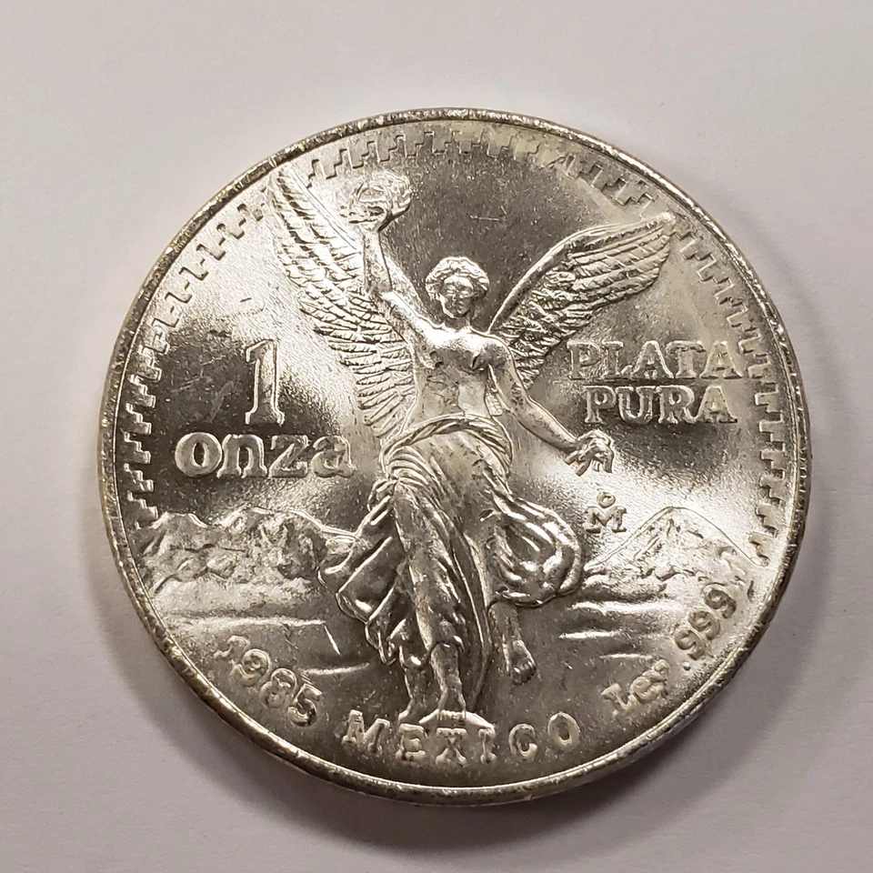 1985 Mo Mexico Libertad Onza 1 oz .999 Silver - Very Choice BU - SKU-Q2409.a - Image 2 of 4