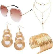 Fumwase 4 Piece 70s Disco Accessories for Party Halloween Cosplay Disco... 