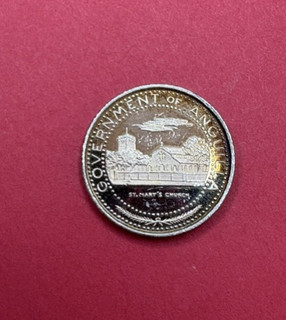 1970 Anguilla 1/2 Dollar .999 Sliver Coin. 17mm Diameter. KM#15