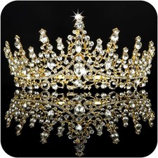 COCIDE Gold Tiara and Crown for Women Crystal Queen Rhinestone Tiara...