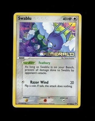 2005 Pokemon EX EMERALD STAMP SWABLU HOLO 67/106! HP DMG