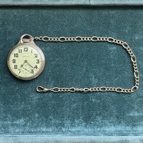 VTG 1939 Hamilton Railroad Pocket Watch 10K GF 992E 16S 21 Jewel Elinvar Runs - 第 22/24 張圖片