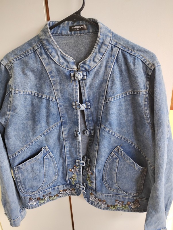 Loveu.Dear Jean Jacket. Says XL But Looks Like A Small.Embroidered Butterflys.