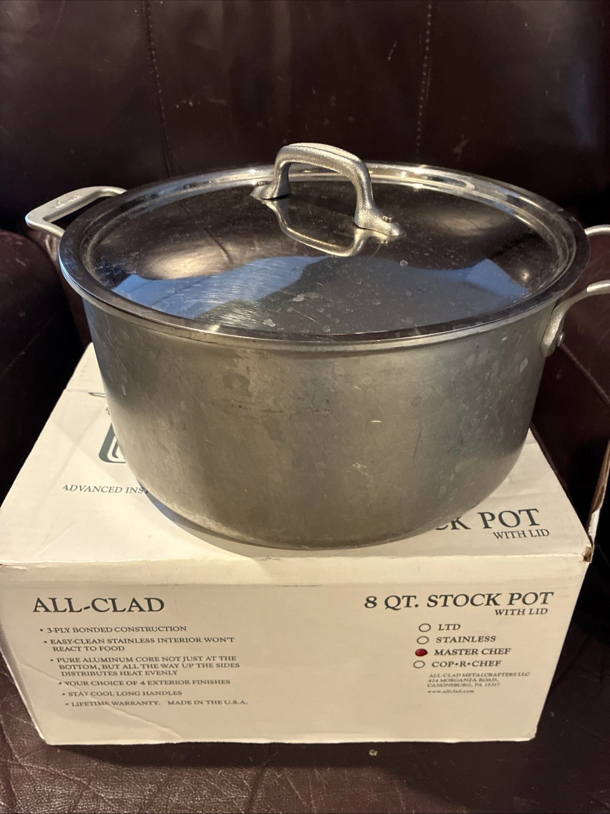 All-Clad Metalcrafters #508 Master Chef 8QT Stainless Steel Stockpot W Lid Box