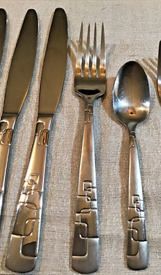Oneida 4 Sets + (16 PCs) Silverware Flatware Art Deco Geometric-Heavy Vtg