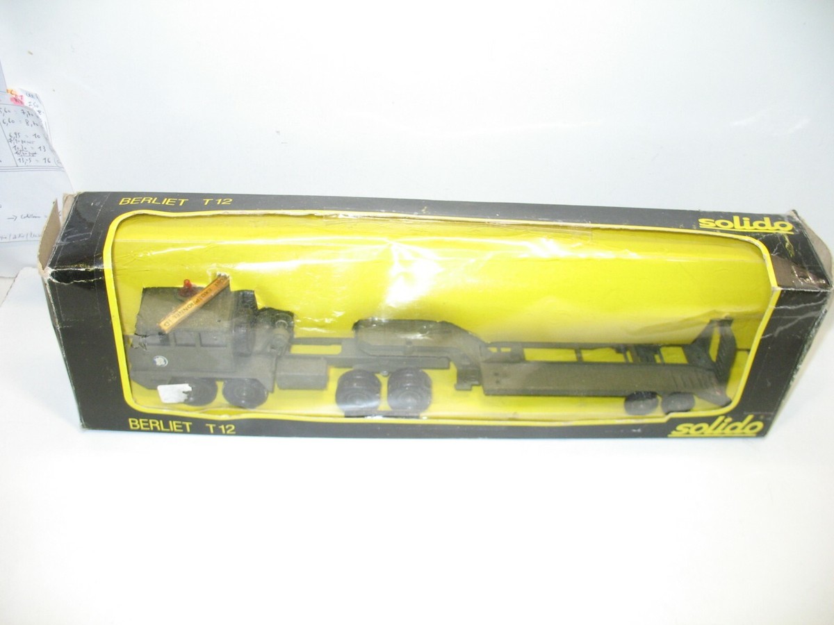 Camion Berliet T12 Porte-char Militaire - Solido 1/50 - Métal - Occasion Avec Boîte - 1978