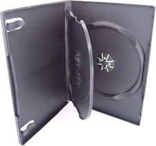 25 Pack  Standard 14Mm Black 3 Disc CD & DVD Cases with Hinged Flip Tray and Out