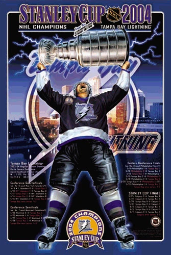 SPORTS POSTER WAREHOUSE Tampa Bay Lightning STANLEY CUP 2004 NHL Hockey Commemorative 24x36 POSTER