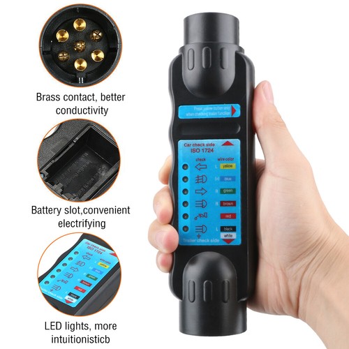 12V 7 Pin Car Trailer Towing Lights Plug&Socket Cable Wiring Circuit Tester Blk - Picture 8 of 11