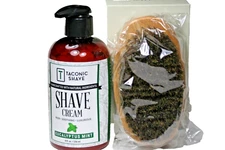 Taconic Shave Cream Eucalyptus Mint 8 oz new + Beard & Hair Brush new