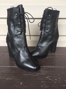 Diane Von frstenburg Paden Cuero con Cordones Botín Botín Tacón Negro 6.5  $550 | eBay