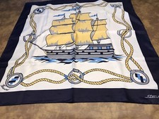 Vintage Sitmar Cruises Fairwind Souvenir Scarf Ship Nautical 30" x 30"
