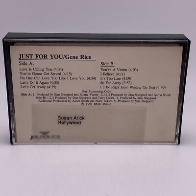 Gene Rice Just For You 1991 BMG Cassette Advance Promo Electronic Funk Soul