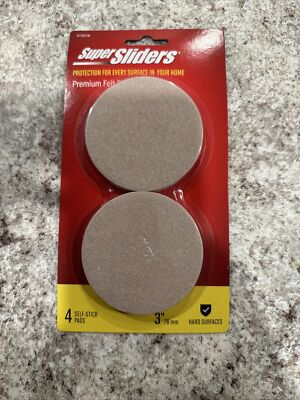 Super sliders 4 Pieces 3 / 76mm  FELT PADS Beige SELF STICK f/ HARD SURFACES