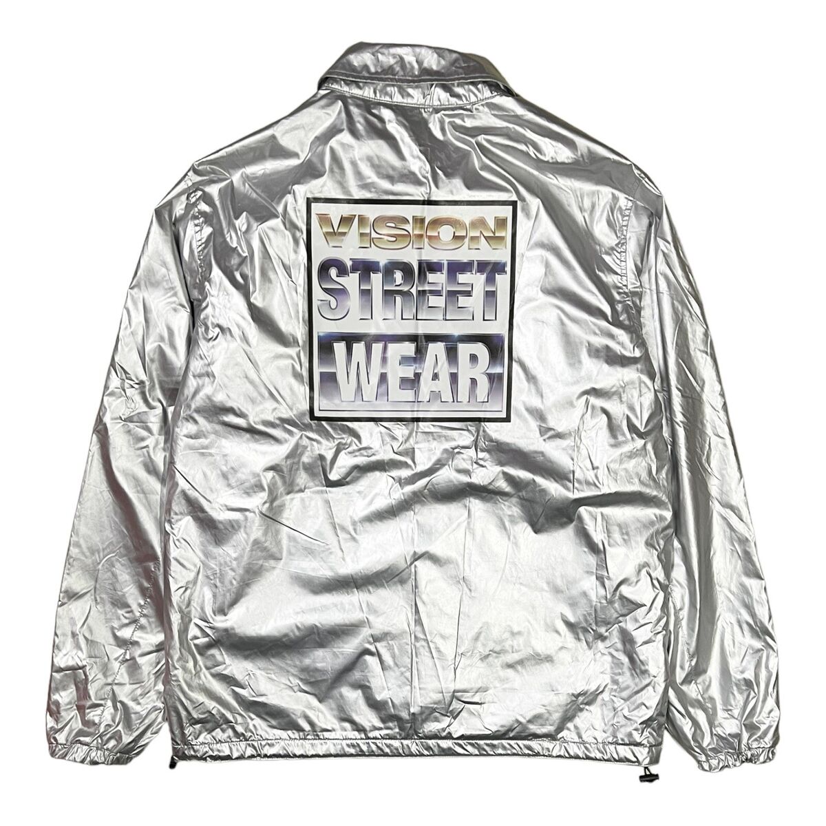 Vision Street Wear Metallic Silver Foil Coaches Windbreaker Vision Street Wear Metallic Silver Foil Coaches Windbreaker