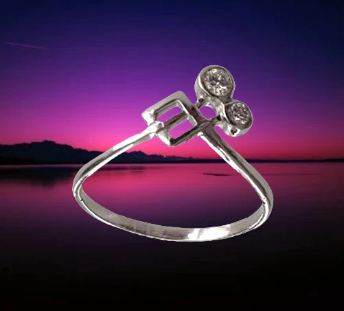 I RING I Design Jugendstil I Echt 585 Massiv Weißgold + 2 Echte Diamanten I - Bild 4 von 4