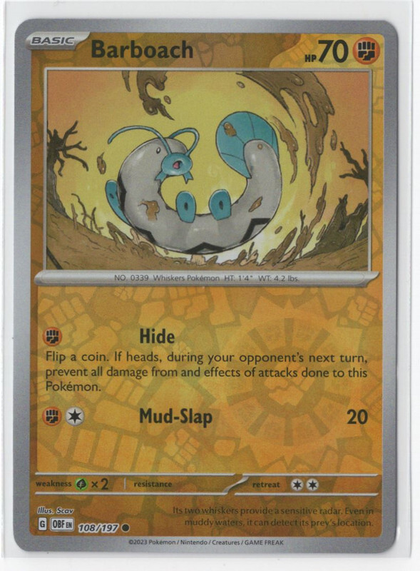 Pokemon Obsidian Flames 108/197 Barboach Reverse Holo