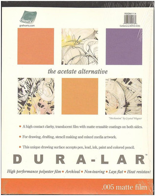 Dura-Lar 0.005'' Film, Matte, Translucent 9''X12'', Economical Alternative to Draft
