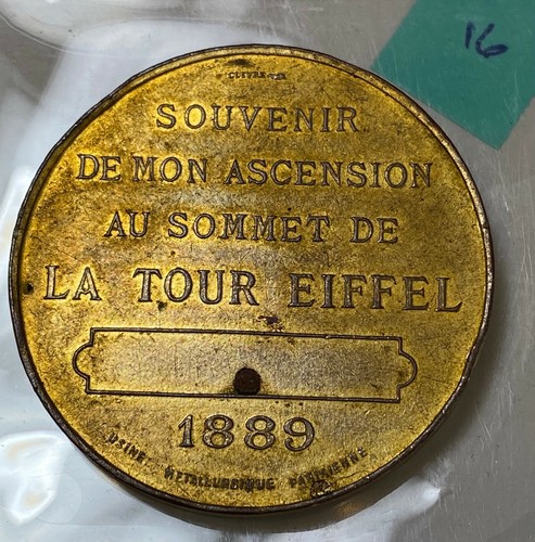 1889 PARIS EIFFELTURM SOUVENIR ASCENSION AU SUMMIT VERGOLDET TOKEN (#16) - Bild 2 von 2
