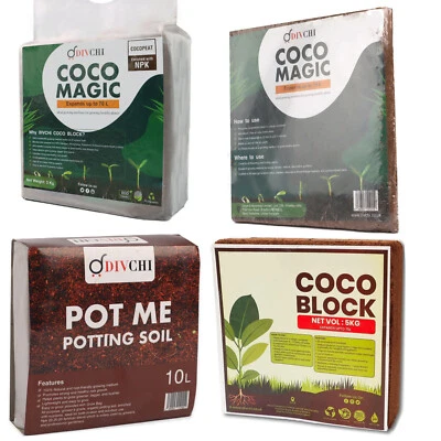 Coco Coir Block Peat Brick Organic Plant Soil Coconut Fiber Magic Fertiliser 70L
