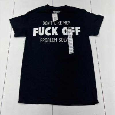 Goodie Two Sleeves Black ''Problem Solved'' Printed T-Shirt Mens Size Small NEW
