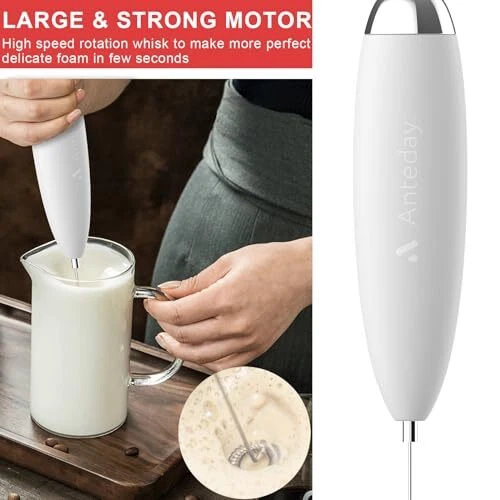 Milk Frother, Electric Whisk, Matcha Whisk, Upgraded Matcha Whisk Drink White