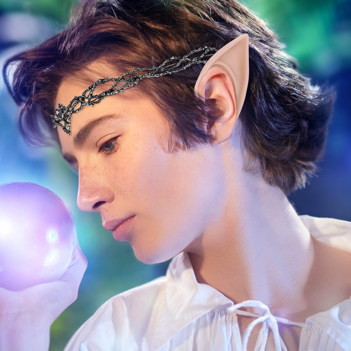 Elf Cosplay Set Fairy Ears Flower Crown Headpiece Wings Adjustable Zeyune Halloween Elves Cosplay Set Fairy Flower Jamaica | Ubuy main image 4