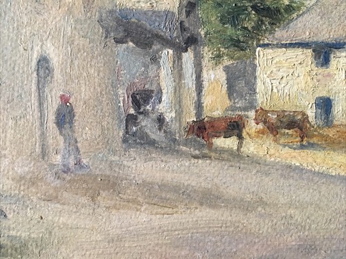 Georges Éveillard (1879-1965), «Ferme française animée» Huile sur carton signée - Picture 7 of 11