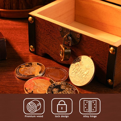 Wood Piggy Bank Wooden Treasure Box Treasure Chest Vintage Treasure Box - 第 7/12 張圖片