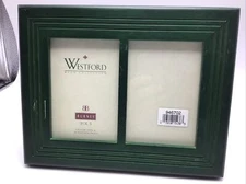 Burnes Boston Picture Frame Double Green Wood 3.5" Modern Style Tabletop Wall