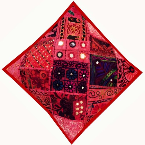 16"-2 HAND CRAFTED BANJARA TRIBAL FOLK MIRROR THROW FLOOR CUSHION PILLOWS COVERS - Picture 11 of 14