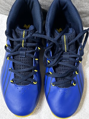 Under Armor Youth lockdown Blue And Yellow Shoes Size 6, Barely Worn