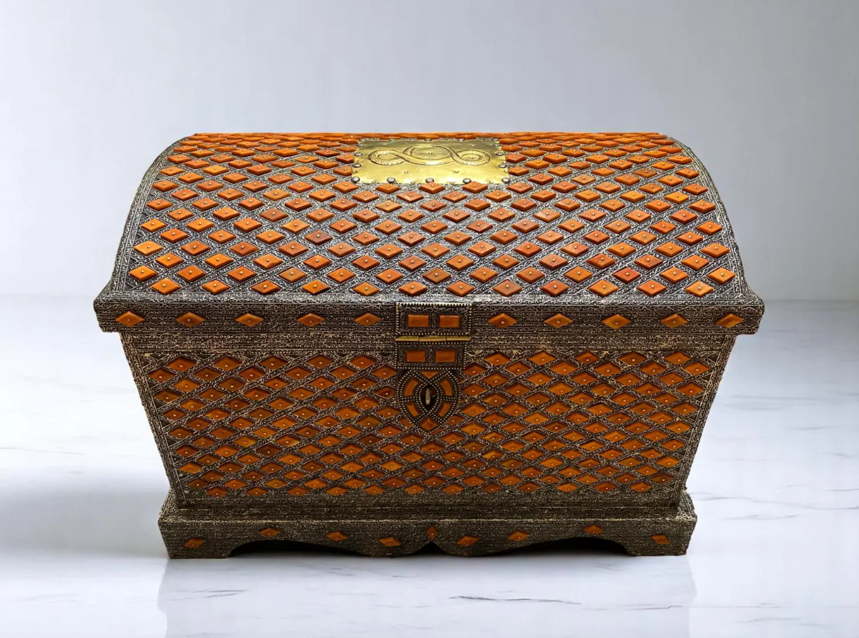 Custom Moroccan Bone Inlay Jewelry Box – Handcrafted Storage Bone Chest