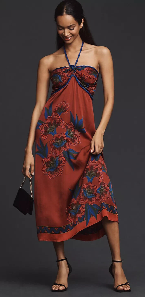 New Farm Rio New Anthropologie Halter Slip Midi Dress Size Med NWT  Flattering