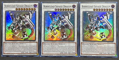 YUGIOH 3x Borreload Savage Dragon RA01-EN033 Super Rare NM/Mint